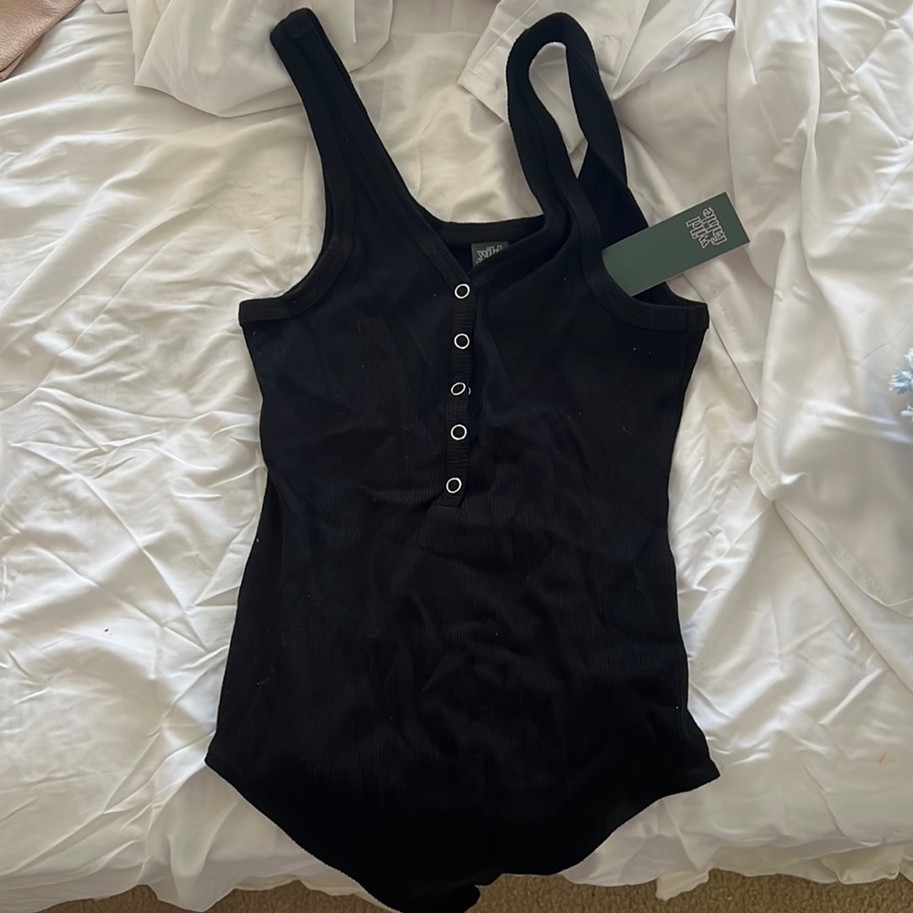 black buttoned bodysuit